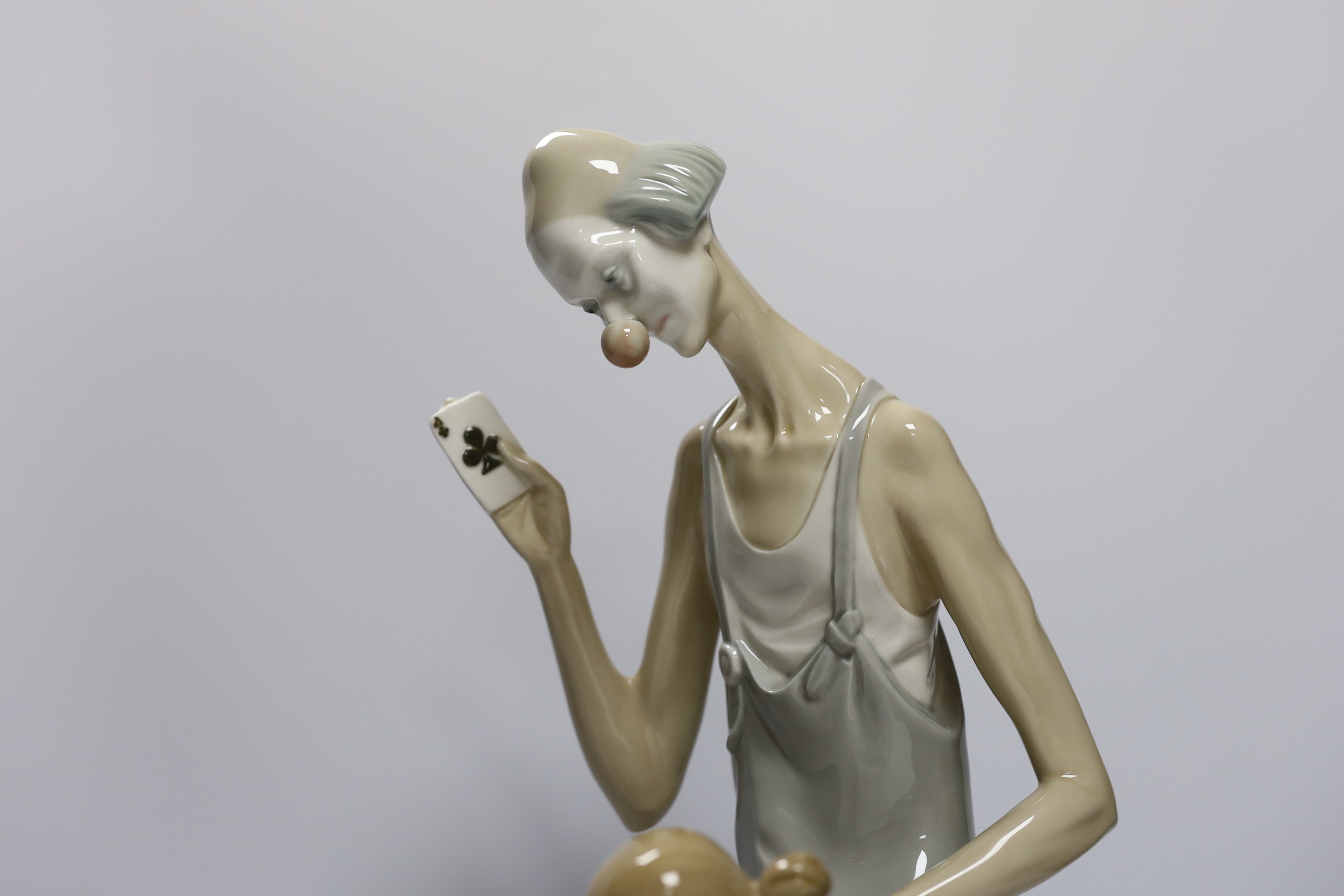 A Lladro figure group of a clown and ballerina, 42cm